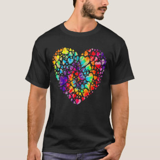 T-shirt Tye Dye Die Tie Cœur Coloré de la Saint-Valentin
