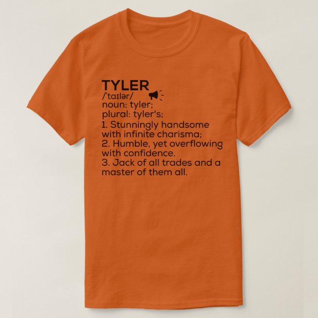 T-shirt Tyler Nom Définition Tyler Signification Tyler Nom (Design devant)