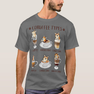 T-shirt Types de café Café et Corgi Funny