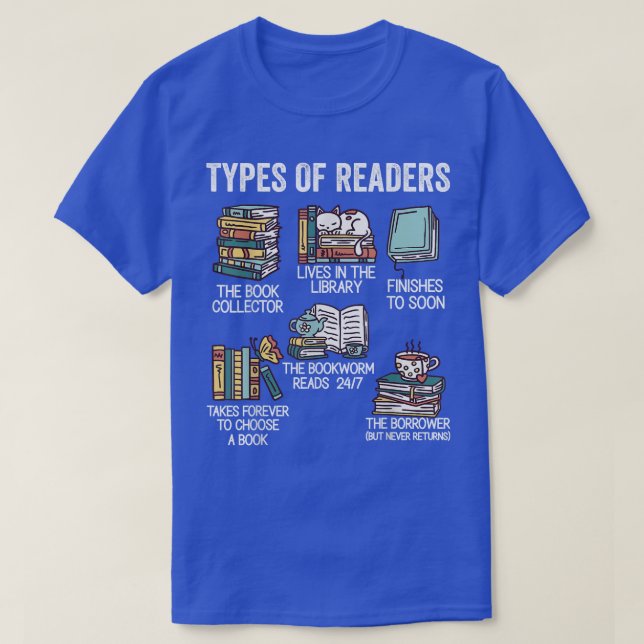 T-shirt Types De Lecteurs Livre Lover Livres Bibliothécair (Design devant)