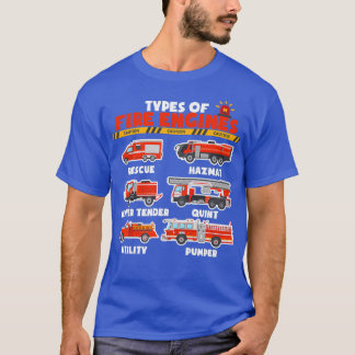 T-shirt Types de moteurs d'incendie Véhicules de pompiers 