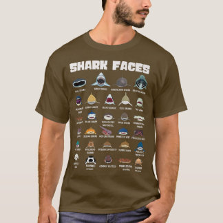 T-shirt Types De Visages De Requins