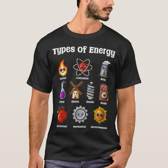T-shirt Types d'énergie en physique (Devant)