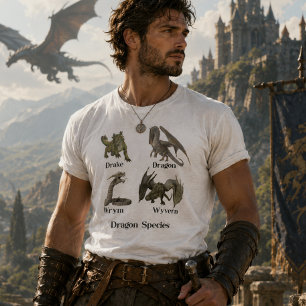 T-shirt Types d'espèces de dragons Wyvern Drake Wrym