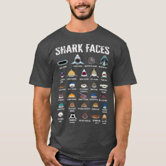 T-shirt Types Of Shark Faces 