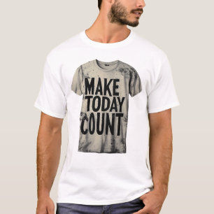 T-shirt Typographie Acid Wash Make Today Count - En détres