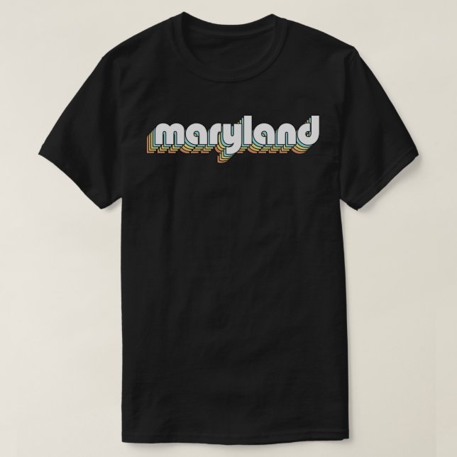 T-shirt Typographie arc-en-ciel du Maryland Retro (Design devant)