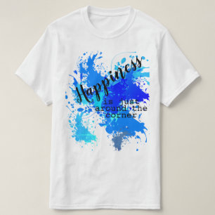 T-shirt Typographie avec bonheur dans une éclaboussure de 