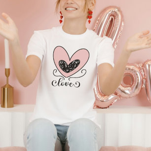 T-shirt Typographie d'amour moderne Coeurs mignons Valenti
