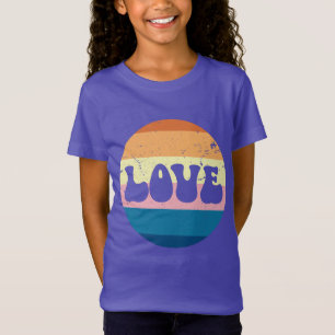 T-Shirt Typographie D'Amour Rétro Sur Les Rayures De Couch