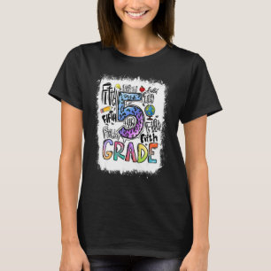 T-shirt Typographie de 5e année blanchie Cinquième année R