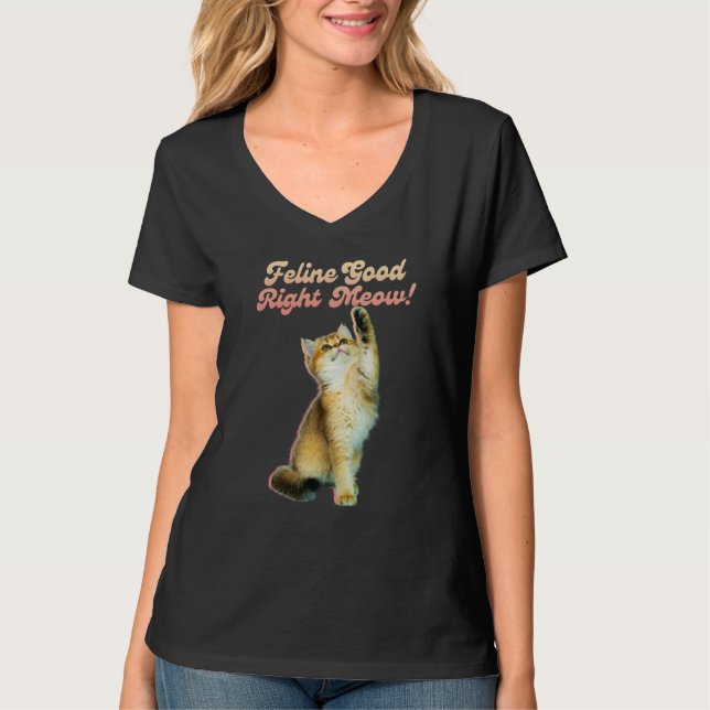 T-shirt Typographie de chat drôle mignonne avec Kitten jou (Devant)