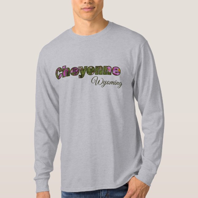 T-shirt Typographie de Cheyenne Wyoming Spring Wild Flower (Devant)