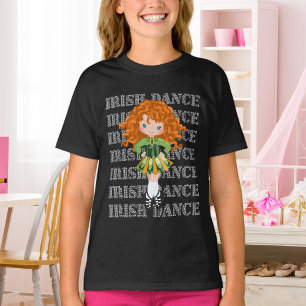 T-shirt Typographie de danse irlandaise mignonne fille en 