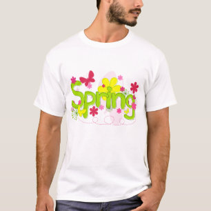 T-shirt Typographie de jardin printanier Fleurs Papillons