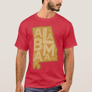 T-shirt Typographie de la carte de l'Alabama Brown