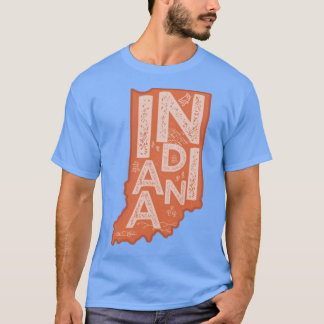 T-shirt Typographie de la carte de l'Indiana Rouge
