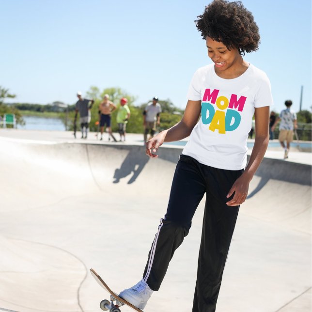 T-Shirt Typographie de maman et papa (mom dad family t-shirt (custom content))