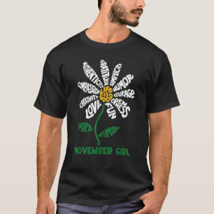 T-shirt Typographie de marguerite Novembre Fille Femmes No