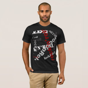 T-shirt Typographie de roche et de rouleaux Noir