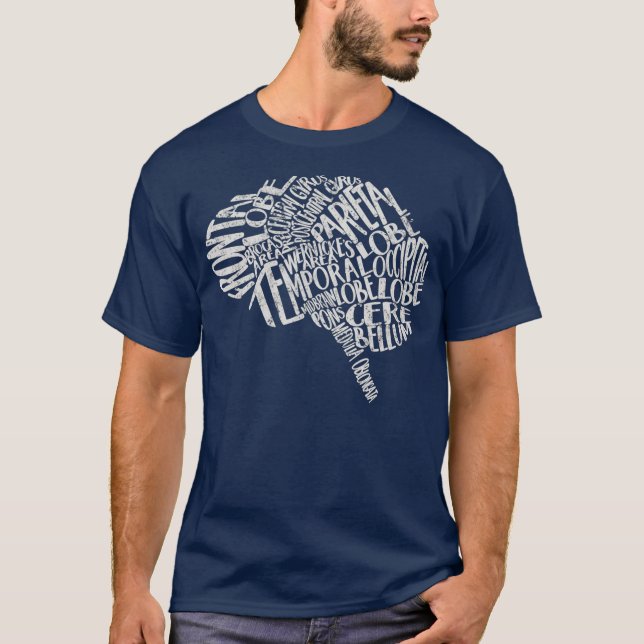 T-shirt Typographie du cerveau RN Neuroscience Infirmière (Devant)