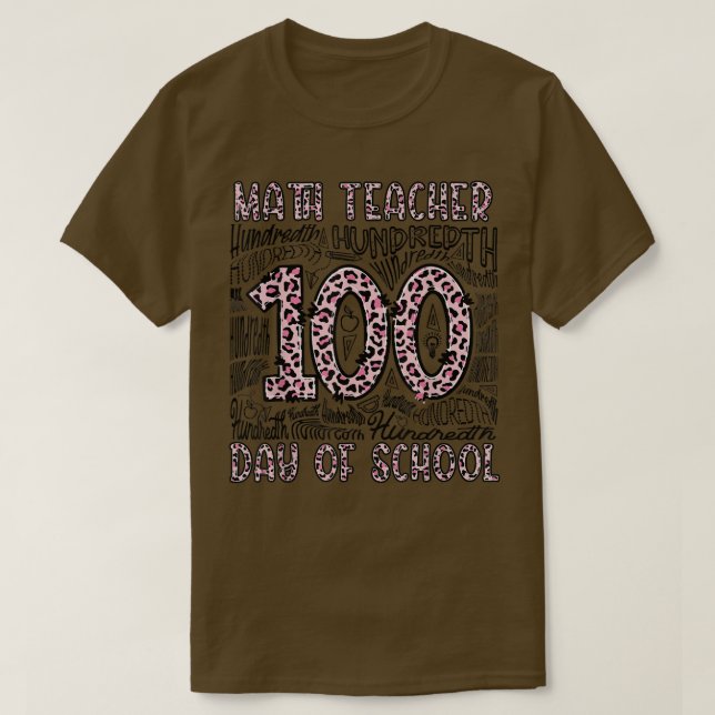 T-shirt Typographie léopard 100e jour de l'école de mathém (Design devant)