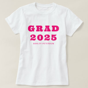 T-shirt Typographie moderne Gras Rétro Diplôme Rose Chaud