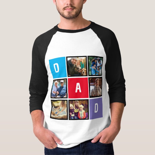 T-shirt Typographie moderne personnalisée Papa Photo Colla (Devant)