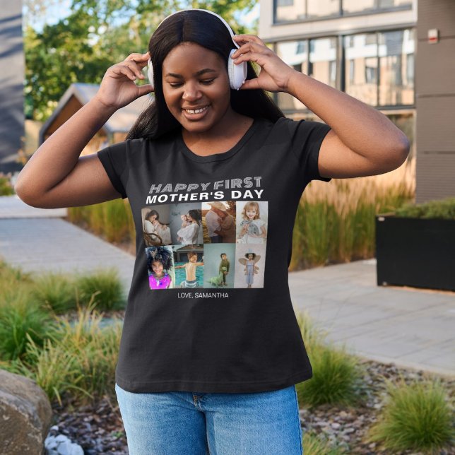 T-shirt Typographie moderne Première fête des mères Collag (Créateur téléchargé)