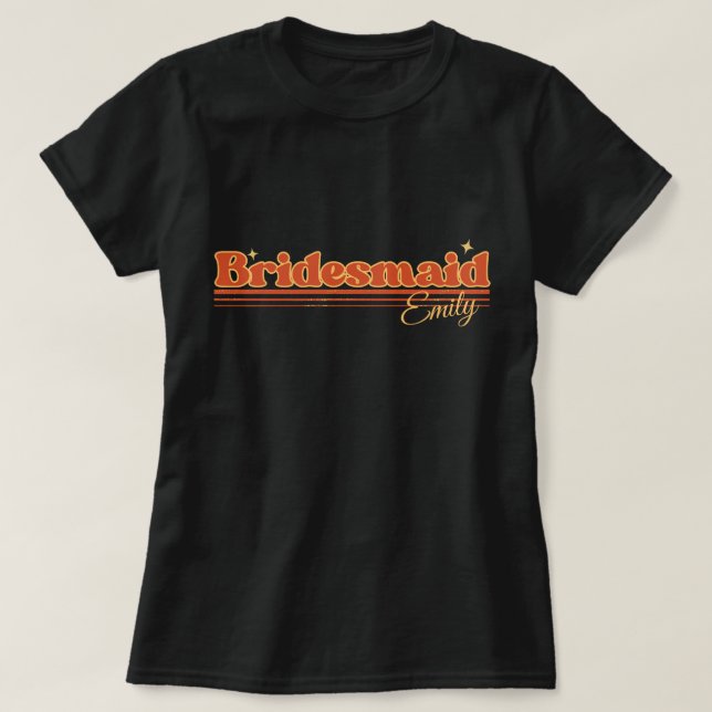 T-shirt typographie simple de demoiselle d'honneur rétro (Design devant)