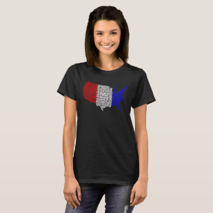 T-shirt Typographie USA en rouge, blanc et bleu