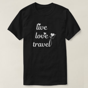 T-shirt Typographie Vivre Aimer Voyager, Avion en Papier,S