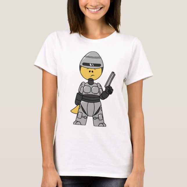 T-shirt Tyrannosaurus Rex Habillé Comme Robocop. (Devant)