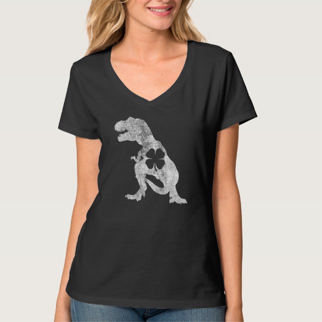 T-shirt Tyrannosaurus T Rex Dinosaur ST PATRICKS DAY Irish (Devant)