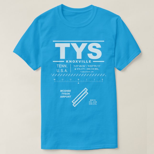 T-shirt TYS de l'aéroport McGhee Tyson (Design devant)