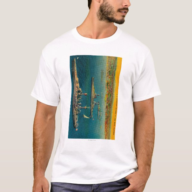 T-shirt U.S. Cuirassés ancrés à Long Beach (Devant)