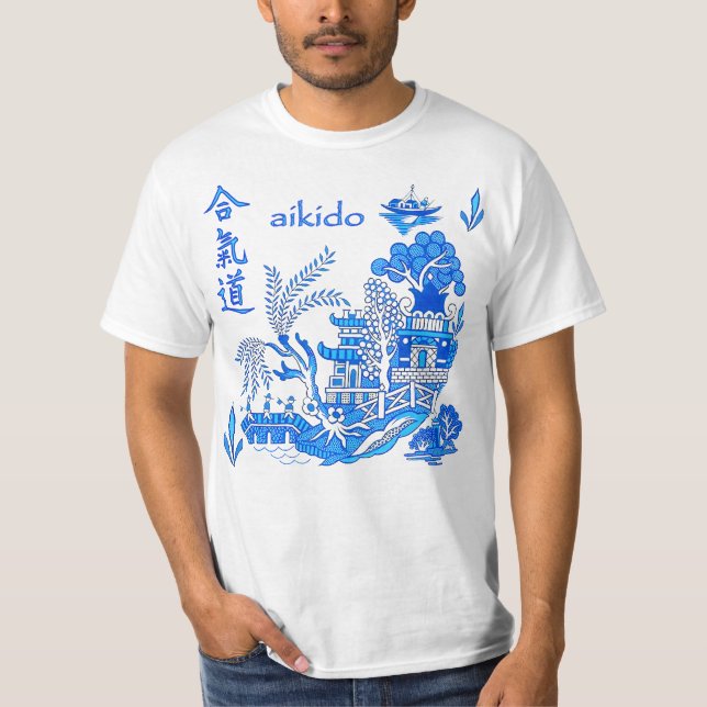 T-shirt Ueshiba Aikido Castle Willow Scene - Arts Martiaux (Devant)