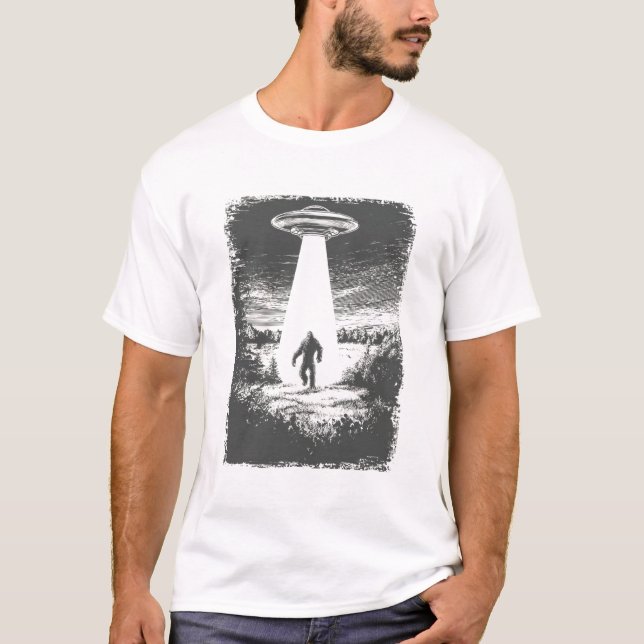 T-shirt UFO Alien Abduction Beam Silhouette Sci-Fi Mystery (Devant)