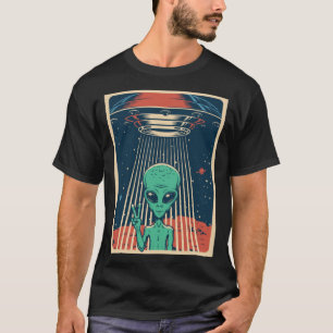 T-shirt UFO Alien Non Identifié Flying Object Peace Little