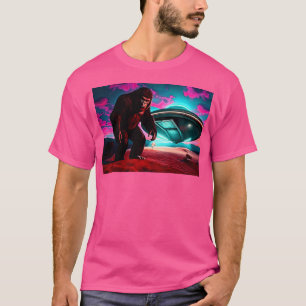 T-shirt Ufo Lâche Bigfoot Off - Art Cryptid Rétro