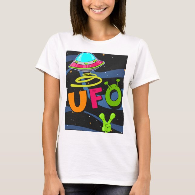T-shirt ufo on space dis bonjour (Devant)