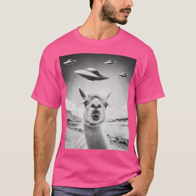 T-shirt Ufo Selfie Llama (Devant)