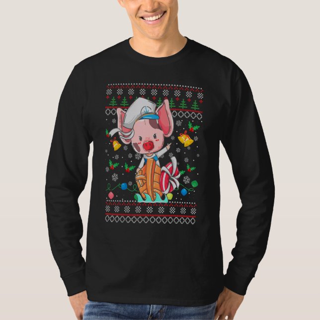 T-shirt Ugly Christmas Sweater Princess Pig Xmas Girl Teen (Devant)