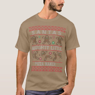 T-shirt Ugly Christmas Xmas Santa Pizza Maker Emploi 34225