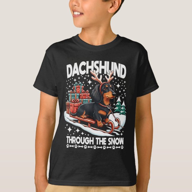 T-shirt Ugly Dachshund Christmasthrough The Snow Gift Chri (Devant)