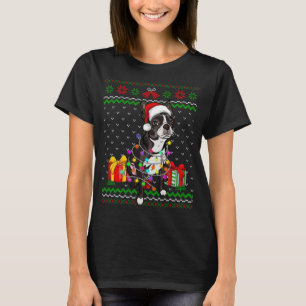 T-shirt Ugly Sweater Christmas Lights Boston Terrier Dog L