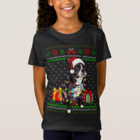 Ugly Sweater Christmas Lights Boston Terrier Dog L