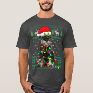 T-shirt Ugly Sweater Christmas Lights Schnauzer Dog Puppy 