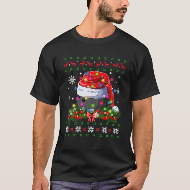 T-shirt Ugly Sweater Christmas Pajama Lights Bowling Sport (Devant)