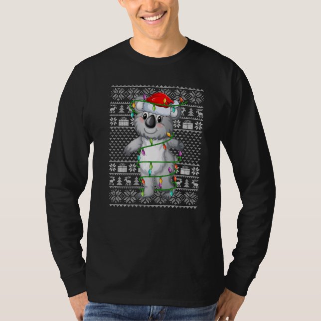 T-shirt Ugly Sweater Style Xmas Lights Santa Koala Christm (Devant)